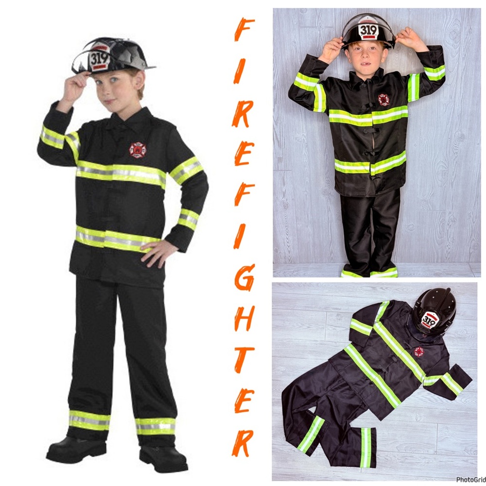 Amscan fireman costume pants jacket and helmet captain Halloween costume cosplay